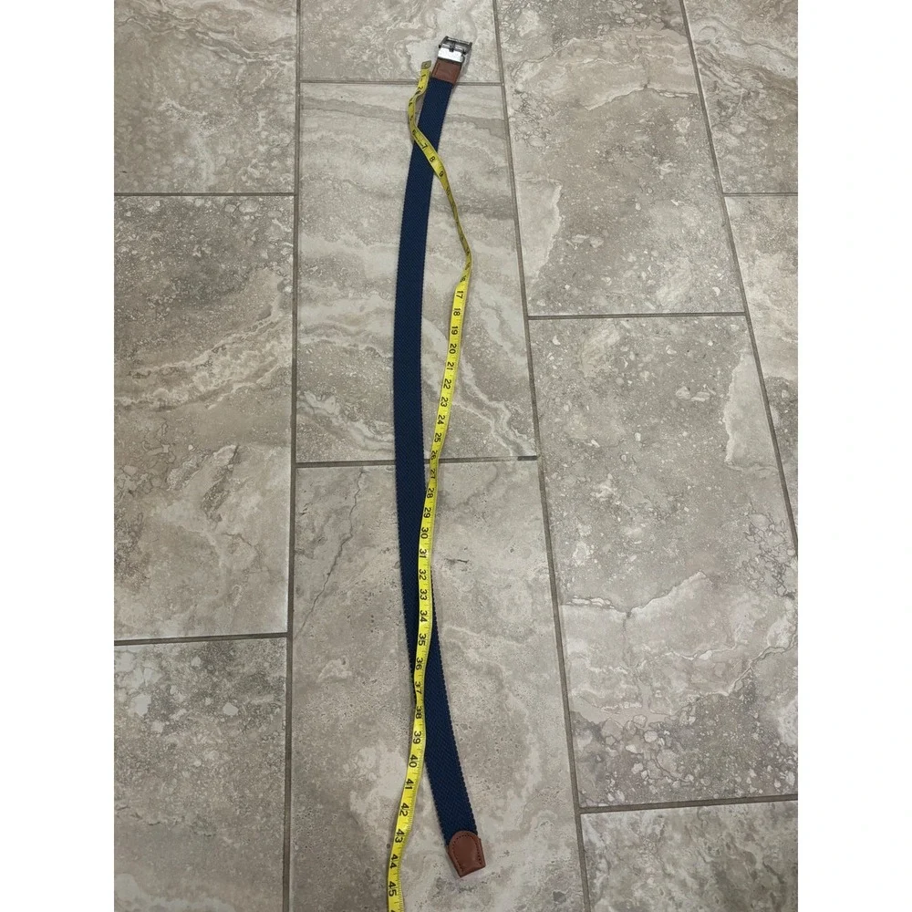 Tommy Bahama Mens Reversible Braided Belt Navy Tan Leather Trim Size S/M‎